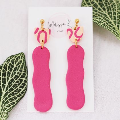 Squiggles 'Pink Squiggle' Statement Earrings